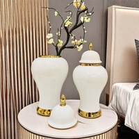 Vase de table en céramique émaillée électroplaquée Art Déco de luxe, fait main, doré, pour mariage, décoration intérieure, ornement, peut contenir de l'eau