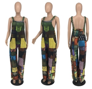 Yeni gelenler kadın Boho baskılı geniş bacak gevşek Sling tulum - Product Image 4