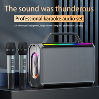 Micrófonos inalámbricos para máquina de Karaoke profesional, Unidad de bocina de 4 pulgadas, altavoz inalámbrico portátil LED RGB para exteriores para fiesta