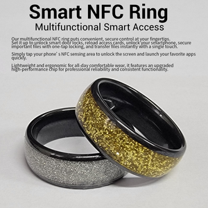 Fashion Wood Grain IP68 Waterproof Ceramic NFC Smart Ring Contactless <b>Access</b> <b>Control</b> Information Sharing Men Women Adults Kids - Product Image 2