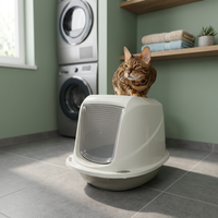Bac à litière pour chat de qualité supérieure fabriqué en Italie avec un couvercle hygiénique pratique, accessoire de toilette en plastique durable