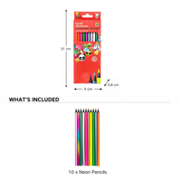 Crayons de couleur en bois noir, 10 pièces, crayons de couleur métalliques à mine solide, design de dessin animé pour enfants, fournitures scolaires, papeterie de dessin