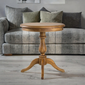 Table basse ronde en bois massif traditionnelle avec base trépied, faite à la main, durable, design antique du milieu du siècle, meubles de salon - Product Image 3