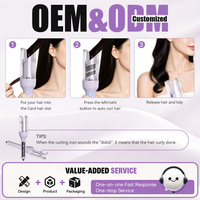 Pengeriting rambut portabel, pengeriting rambut profesional keramik 30Mm, pengeriting rambut putar otomatis ionik ajaib instan