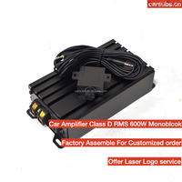 Amplificateur de subwoofer de voiture Mono RMS 600W 1 Ohm Amplificateur de pointe 1200W Classe D Amplificateur de voiture monoblock pour haut-parleurs de subwoofer de 8 10 12 pouces
