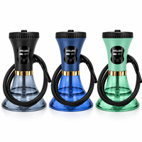 Hookah Shisha Elektrik Portabel Mewah Set Lengkap Tanpa Arang, Dapat Diisi Ulang dan Bertenaga Listrik, LED E-Hookah Tahan Lama