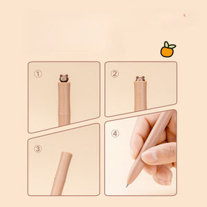 ปากกาคาพิบาลาแบบเป็นกลางน่ารักใหม่ปากกาเจลหมุนหัวไม้ไผ่สุดสร้างสรรค์ ST0.5สีดำ4ชิ้น - Product Image 3