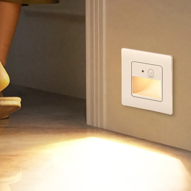 Motion Sensor Stair Case Light Step Lamp Indoor Corridor Wall Lighting Recessed Led Wall Lamp