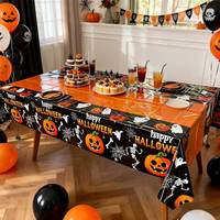 Nappe de table jetable en plastique à imprimé moderne pour Halloween, motif citrouille, fantôme, squelette, rectangulaire, pour fête