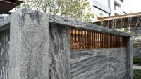 Dalles de pierre en granit gris foncé ondulé, motif naturel, pour revêtement mural de jardin et aménagement paysager, vente en gros