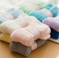 Chaussettes douces et moelleuses en velours corail, couleur bonbon, personnalisables avec logo, pour femmes, idéales pour dormir et se détendre