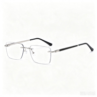 Lunettes photochromiques sans monture pour hommes, anti-lumière bleue, montures carrées à transition UV400 pour lunettes de vue