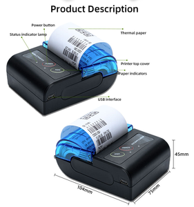 Printer faktur termal genggam Mini minimalis, Printer faktur portabel 58mm USB nirkabel dengan Status persediaan - Product Image 3