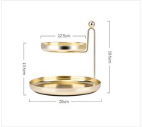 Plateau de buffet moderne de luxe en acier inoxydable à deux étages, diamètre 25 cm, pour la présentation des aliments, le rangement des bijoux et le service de dim sum