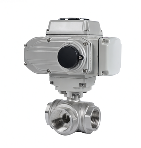 Vanne à boisseau sphérique motorisée électrique COVNA 3 voies en acier inoxydable CF8M 1000 WOG 12V à filetage femelle pour système d'irrigation OEM - Product Image 1