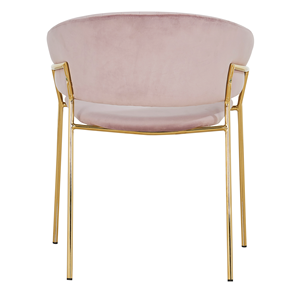 Meubles de salle à manger pour la maison <span class=keywords><strong>Chaise</strong></span> de salle à manger en <span class=keywords><strong>velours</strong></span> <span class=keywords><strong>rose</strong></span> moderne fauteuil avec cadre en métal dossier rond pour restaurant - Product Image 4