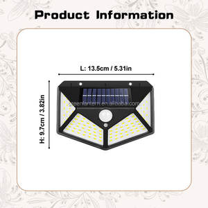 户外防水 100 LED 运动传感器太阳能壁灯，适用于花园、景观、庭院、大门， - Product Image 6