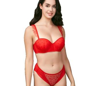 Conjunto de Lencería Sexy con Encaje Europeo y Americano, Sujetador con Tirantes Finos, Realce y Efecto Push-Up - Product Image 3