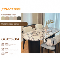 Table à Manger Ovale Haut de Gamme Rétro Style Vintage Français, Design Luxe Simple en Dalle de Pierre, avec Ensemble de Chaises en Fer pour Petits Appartements