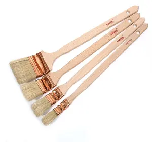 China Manufacture Supplier All Size Long Wood Handle Pure Bristle Corner Detailing Painting Tools Decorative Wall Paint Brush