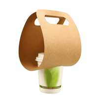 Plateau porte-gobelets multiple avec poignée, pour boissons au lait, café, papier kraft, vente en gros, écologique, à emporter, jetable