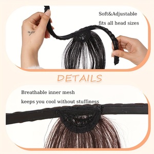 Perruque bandeau tressée pour femme avec <span class=keywords><strong>frange</strong></span> en forme de huit, couvre-<span class=keywords><strong>cheveux</strong></span> pour <span class=keywords><strong>cheveux</strong></span> gris, volume naturel accru, pour la frontière et les tempes - Product Image 4
