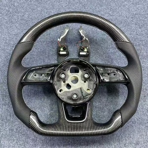 Fibra de carbono real con volante para Audis A3 <span class=keywords><strong>A4</strong></span> A5 A6 A8 Q5 RS3 RS7 Q7 C6 C8 S6 S7 <span class=keywords><strong>B8</strong></span> B9 S3 S4 S5 - Product Image 1