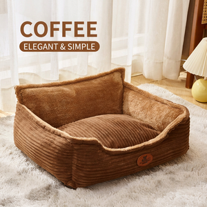 Lit pour animaux de compagnie en peluche douce, canapé chaud pour chiens et chats, amovible et lavable - Product Image 6
