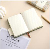 Soododo A6 Bloc-notes portable en tissu de lin vintage magnétique avec broderie de fleurs et d'arbres, petit format, reliure spirale, taille A5/B6