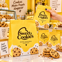 Sac en papier kraft personnalisé avec logo ECO, à soufflets latéraux, résistant à la graisse, pour l'emballage de pâtisseries et de produits de boulangerie, vente en gros