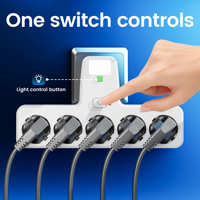 Nouvelle prise murale standard européenne 5 voies avec lumière LED, multiprise avec protection contre les surtensions pour la maison et le bureau