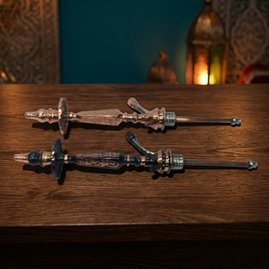 Chicha Farida de Luxe Égyptienne Pharaonique de Taille Moyenne avec Tuyau Droit en Laiton de 65 cm, Finition Laquée Oxyde de Cuivre - Product Image 2