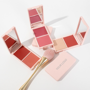 Commercio all'ingrosso 2 In 1 pressato In polvere e crema viso di bellezza fard Palette opache luccichio lunga durata Palette Blush - Product Image 2