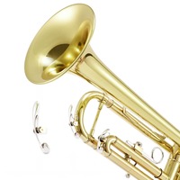 Bb Flat Trumpet Brass Instrument, Lacquer Gold & Silver Finish Beginner Trumpet with Complete Accessories