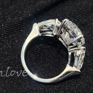 实验室种植钻石结婚戒指-18k金CVD 10ct女性带祖母绿切割复古和定制永恒珠宝 - Product Image 6