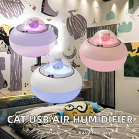 Mini humidificateur d'air USB portable en forme de chat mignon, diffuseur d'huiles essentielles d'aromathérapie, veilleuse pour hôtel, voiture, extérieur
