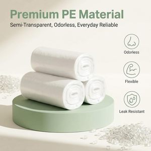 10 Gallon <b>Large</b> White T-Shirt Trash Bags, 5 Rolls 84 Count Flat Unscented Garbage Bags, Disposable Trash Liners for Kitchen - Product Image 2