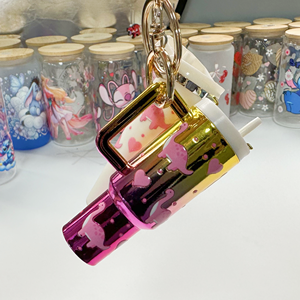 كوب صغير سلسلة المفاتيح التفاف شعبية وصول جديد لستانلي المفاتيح مع التفاف الكرتون UVDTF الحيوانات الأليفة المواد منعش بهلوان أحمر الشفاه - Product Image 1