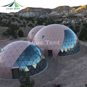 Nhà tiền chế 12M 18M 20m Kết nối trắc địa bằng gỗ kính mái vòm nhà cho glamping nghỉ nhà hàng và khách sạn sống - Product Image 1