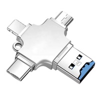 4-in-1 OTG Card Reader Apple Adapter Light-ning Type C M-icro USB Flash Drive TF Card Reader