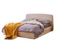 Cadre de lit de luxe nordique King Queen Double Full Size, plateforme basse, capitonné effet nuage, avec rangement