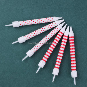 Usine En Gros Morden Fashional Blanc Noir Dot Imprimé Heureux <span class=keywords><strong>Color</strong></span>é Rayé Anniversaire Bâton Bougies Ensemble Pour Gâteau - Product Image 4