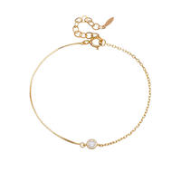 Bracelet minimaliste en chaîne dorée pour femme, avec breloque en pierre de cristal, élégant, à porter au quotidien, bijoux empilables