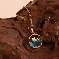 Venta al por mayor collar mujer ballena nicho diseño encanto colgante collar mujer ilusión azul océano clavícula cadena océano serie