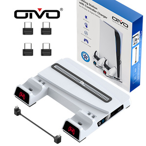 OIVO IV-P5241 אנכי קירור תחנת טעינה עבור PS5 קונסולת אוזניות מחזיק עם משחק חריץ עבור PS5 מטען Stand