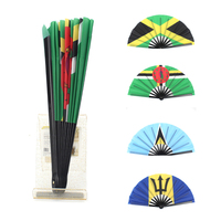 Ventilateur à main en bambou/plastique avec logo personnalisé Nouveau design Ventilateur pliable avec drapeau de la République dominicaine Ventilateur pliable de grande taille