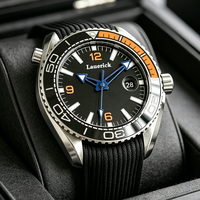 Montre mécanique automatique classique pour homme, cadran orange-noir, sportive, multifonctionnelle, plongée, entièrement automatique