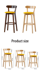 Taburetes de Bar en Oferta, Taburete Moderno de Madera Maciza de Fresno, Taburete Redondo de Cuero para Cocina, Sillas de Comedor, Muebles de Bar - Product Image 6