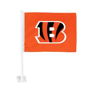 Vente en gros NFL fenêtre Cincinnati Bengals drapeau annonces double face mini drapeaux drapeaux de voiture personnalisés avec des bâtons