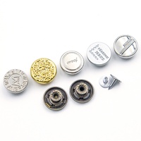 Rivet Logam Denim Custom Ukuran 15mm 17mm dari Paduan Seng Warna Emas dengan Logo Custom untuk Pakaian